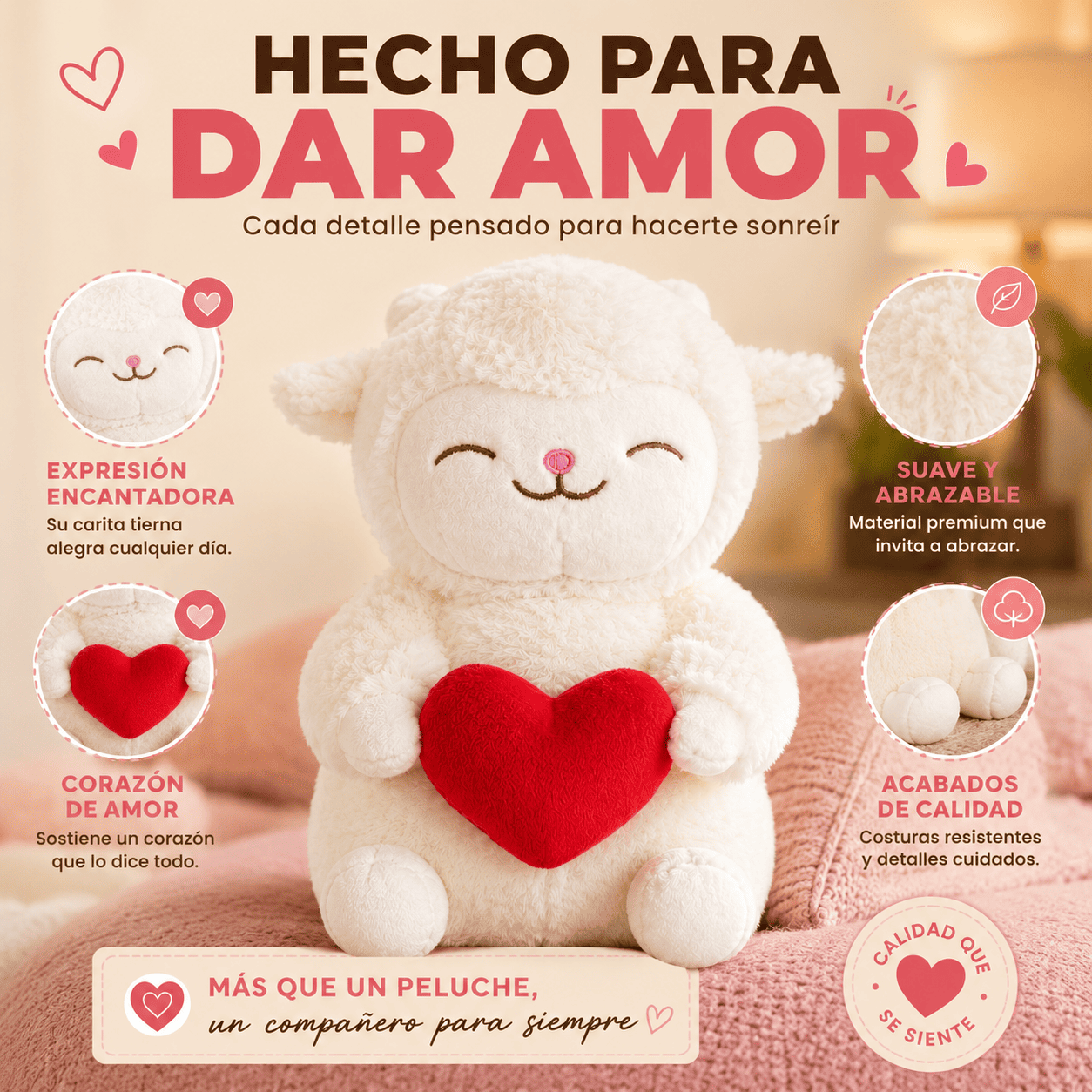 Peluche Corderito que Enamora 🐑🌷 | El Regalo Más Tierno