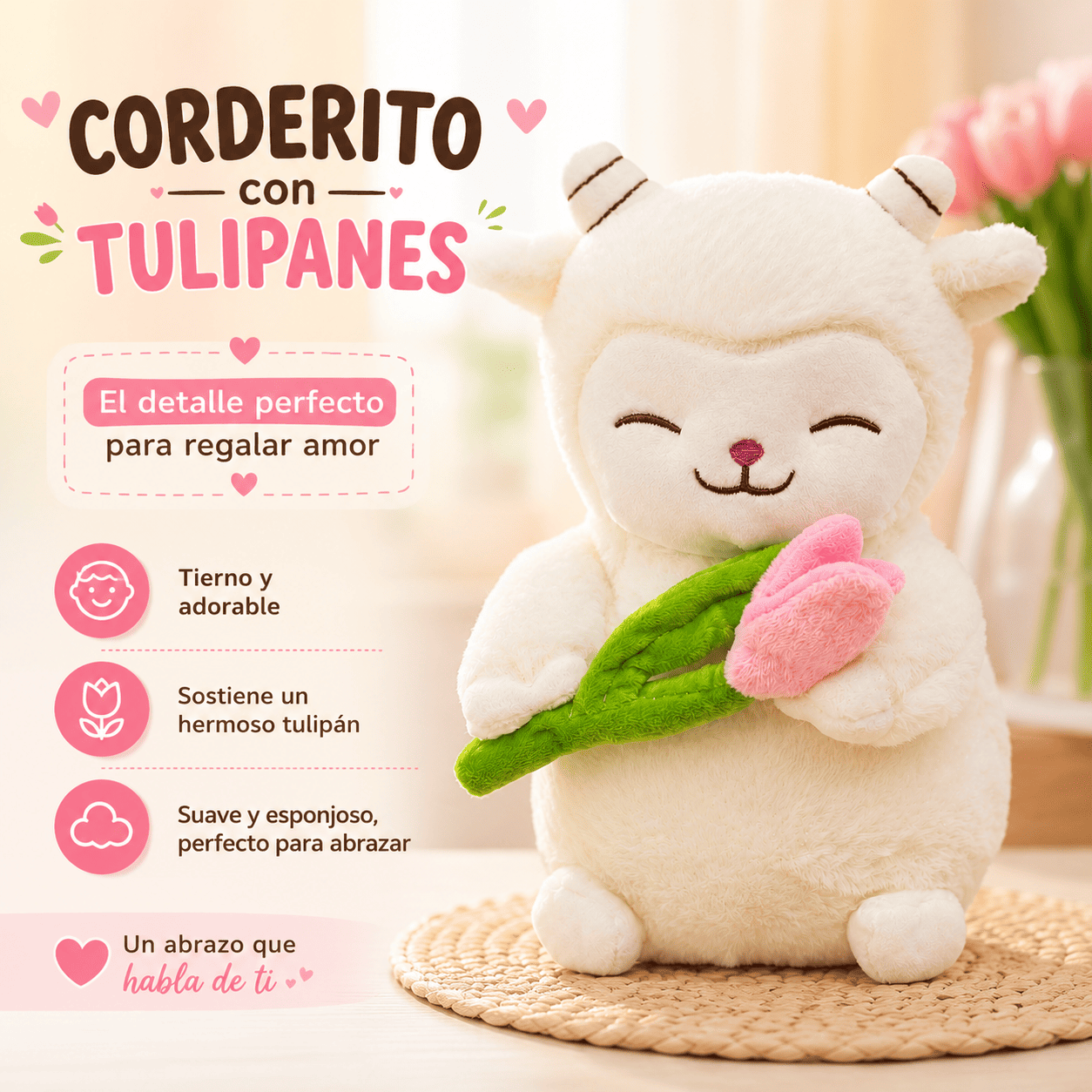Peluche Corderito que Enamora 🐑🌷 | El Regalo Más Tierno